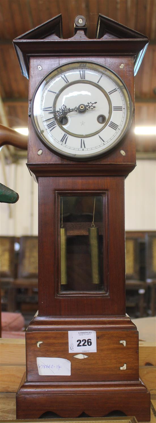 Unusual miniature longcase clock, German two train movement